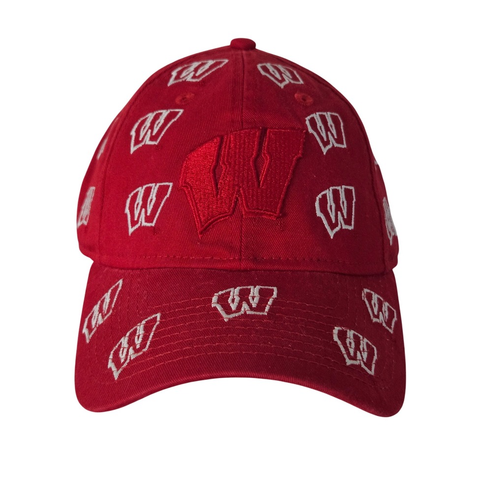 New Era Hat Women OSFM Red Wisconsin Badgers All Over Logo 9TWENTY Adjustable